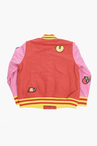 Giubbotto Varsity con Manica in Ecopelle e Patch a Contrasto