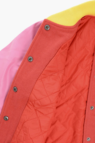 Giubbotto Varsity con Manica in Ecopelle e Patch a Contrasto