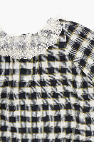 Gun Club Check Dress with Lace Collar