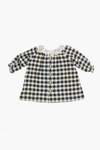 Gun Club Check Dress with Lace Collar