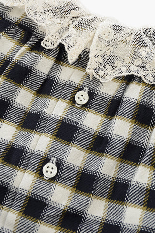 Gun Club Check Dress with Lace Collar