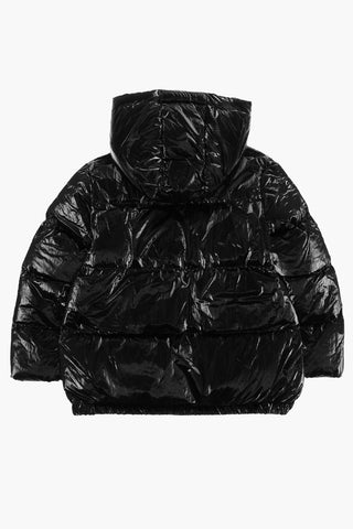 Patent Padded Jacket with Golden Details