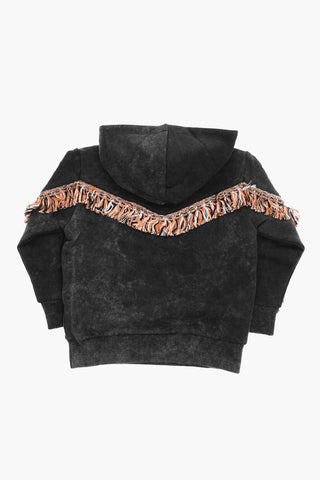 Acid Wash Effect Hoodie with Print