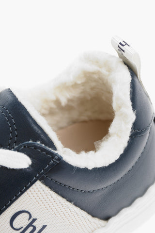 Leather Low Sneakers with Faux Fur Inner