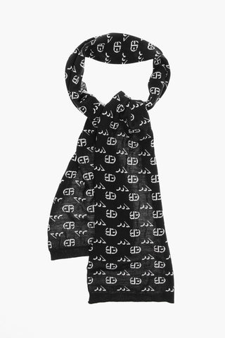 EMPORIO Virgin Wool Beanie and Scarf Set with All-Over Logo