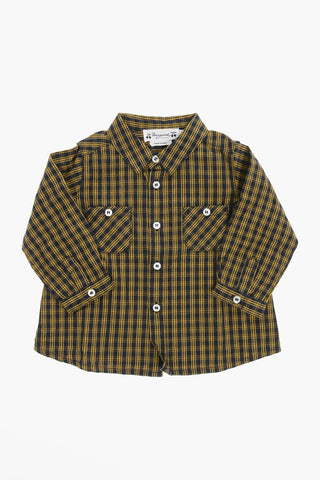 Checked Two-Tone Shirt with Double Breast Pockes