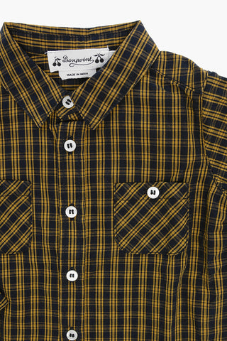 Checked Two-Tone Shirt with Double Breast Pockes