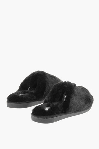Faux Fur Slippers with Iconic Logo