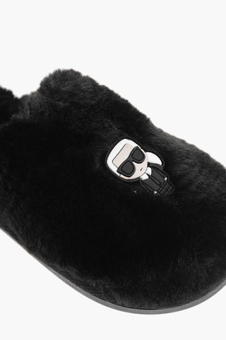 Faux Fur Slippers with Iconic Logo