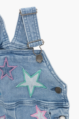 Denim Dress with Stars Embroidery