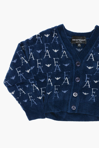 EMPORIO Cardigan Con Ricamo Logo All-Over