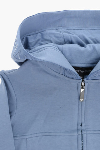 EMPORIO Solid Color Sweatshirt with Hood and Zip Closure