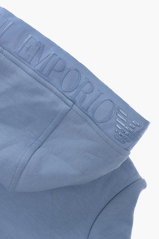EMPORIO Solid Color Sweatshirt with Hood and Zip Closure