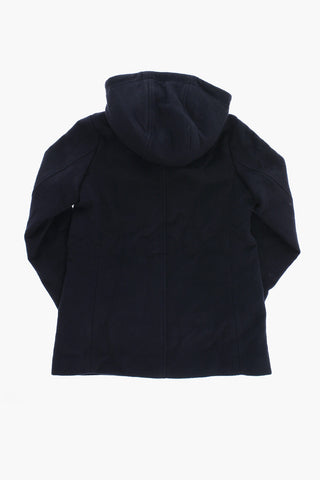 EMPORIO Virgin Wool Double Breasted Coat with Hood
