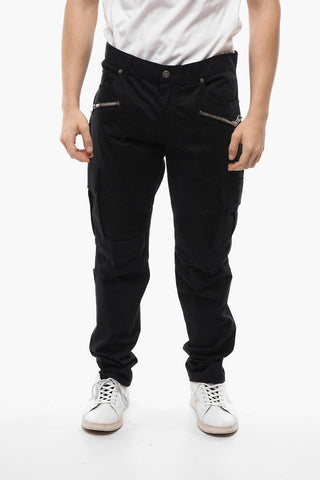 Pantaloni Cargo Slim Fit con Tasche a Zip