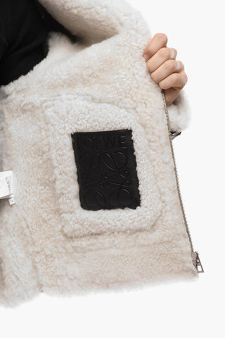 Giubbotto in Pelle Martellata con Interni in Shearling
