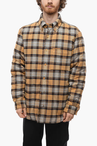 Button-down Padded Overshirt with Tartan Motif