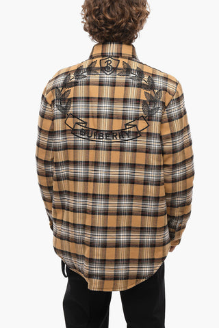 Button-down Padded Overshirt with Tartan Motif