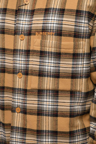 Button-down Padded Overshirt with Tartan Motif
