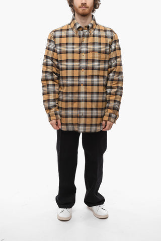 Button-down Padded Overshirt with Tartan Motif