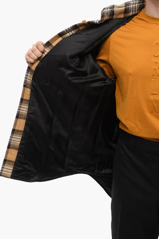 Button-down Padded Overshirt with Tartan Motif