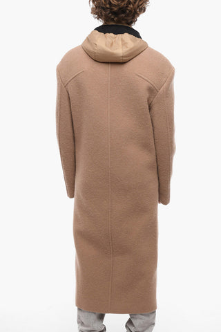 Cappotto in Misto Alpaca con Chest Piece e Cappuccio Removibile