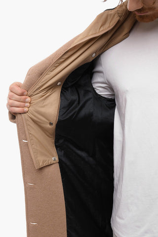 Cappotto in Misto Alpaca con Chest Piece e Cappuccio Removibile