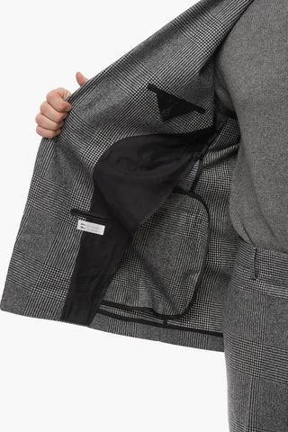 Double-breasted District Check Wool Suit with Peak Lapel