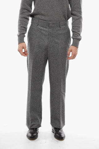 Double-breasted District Check Wool Suit with Peak Lapel