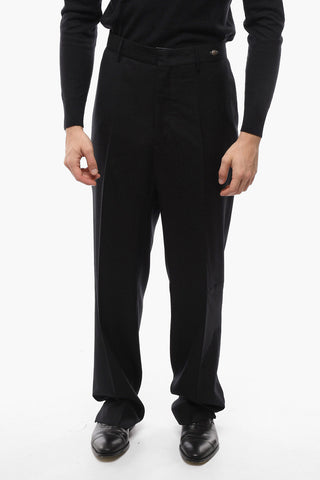 Pantaloni in Lana Vergine con Chiusura Nascosta