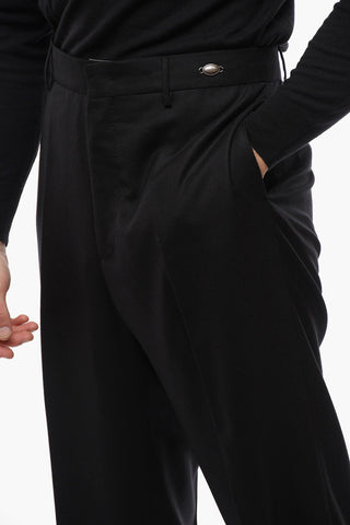 Pantaloni in Lana Vergine con Chiusura Nascosta