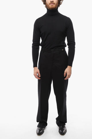 Pantaloni in Lana Vergine con Chiusura Nascosta