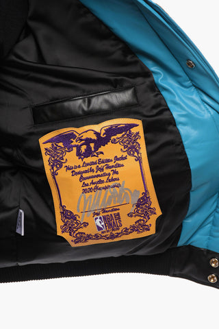 Embroidered Details Eco-leather Padded Bomber