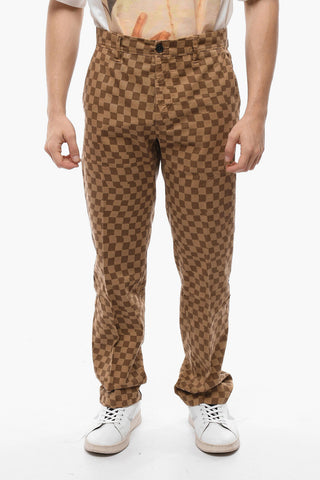 Checkered Cotton Loose Fit Chinos Pants