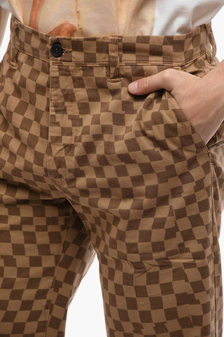 Checkered Cotton Loose Fit Chinos Pants