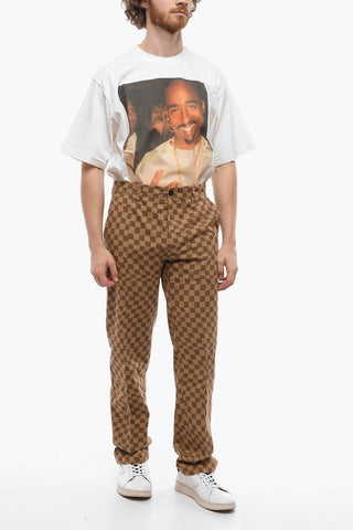 Checkered Cotton Loose Fit Chinos Pants