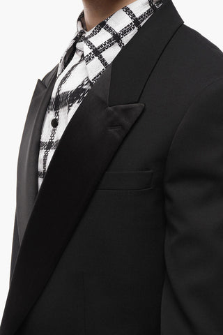Concealed Buttoning Blazer with Satin Details