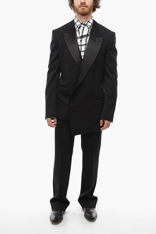 Concealed Buttoning Blazer with Satin Details