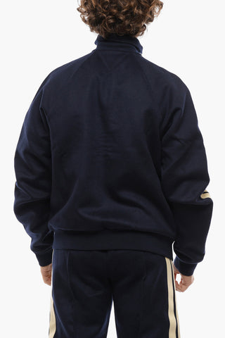Wool Sweatshirt with Contrasting Bands and Zip Closure