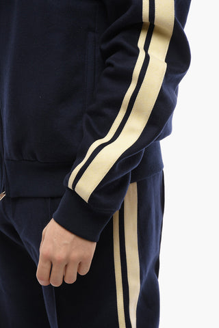 Wool Sweatshirt with Contrasting Bands and Zip Closure