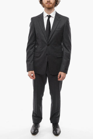 Flannel Cotton Slim Fit Suit with Flap Pockets