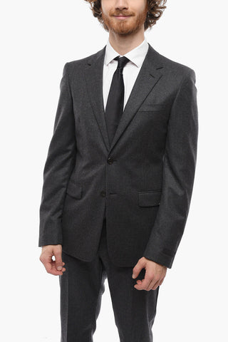Flannel Cotton Slim Fit Suit with Flap Pockets