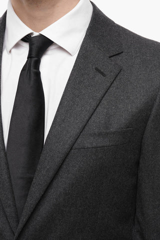 Flannel Cotton Slim Fit Suit with Flap Pockets