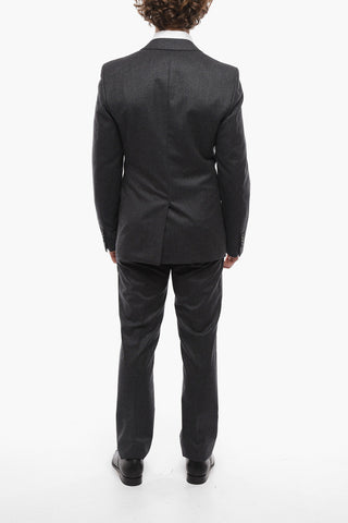 Flannel Cotton Slim Fit Suit with Flap Pockets