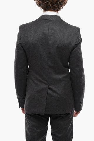Flannel Cotton Slim Fit Suit with Flap Pockets