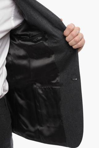 Flannel Cotton Slim Fit Suit with Flap Pockets