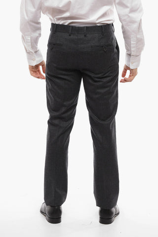 Flannel Cotton Slim Fit Suit with Flap Pockets