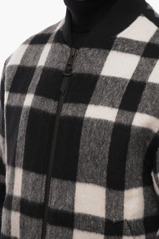 Wool Blend Checked Bomber Jacket