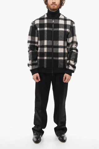 Wool Blend Checked Bomber Jacket