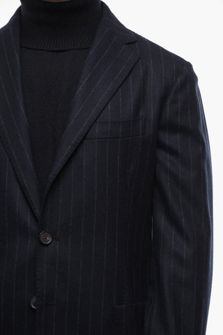 Pinstriped Virgin Wool Suit with Patch Pockets